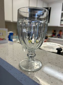 Set of 12 ribbed glass goblets