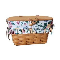 VINTAGE Longaberger Basket Bag With Floral Liner & 
Inside Protector and Handle *RETIRED* 
