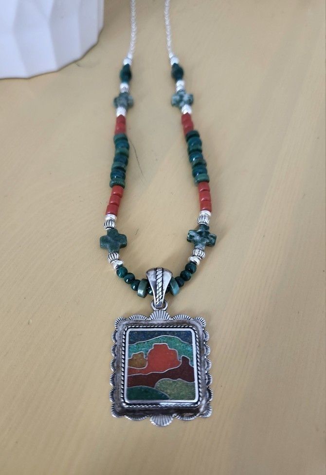 SS Multi-Stone Southwest Landscape Necklace