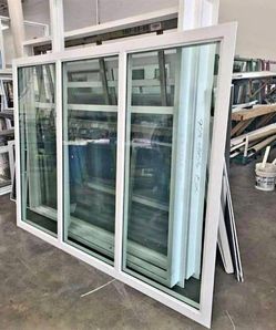 Triple Panel Sliding Glass Window White Frame