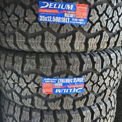 (4) 35x12.50r18 Delium A/T Tires 35 12.5 18 Inch AT 12-ply LT F Rated 
