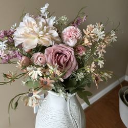 5 Pink Peach Blush Silk Artificial Fake Flowers Arrangements for Wedding, Centerpiece, Party