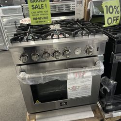 STAINLESS STEEL SLIDE IN GAS FORNO RANGE