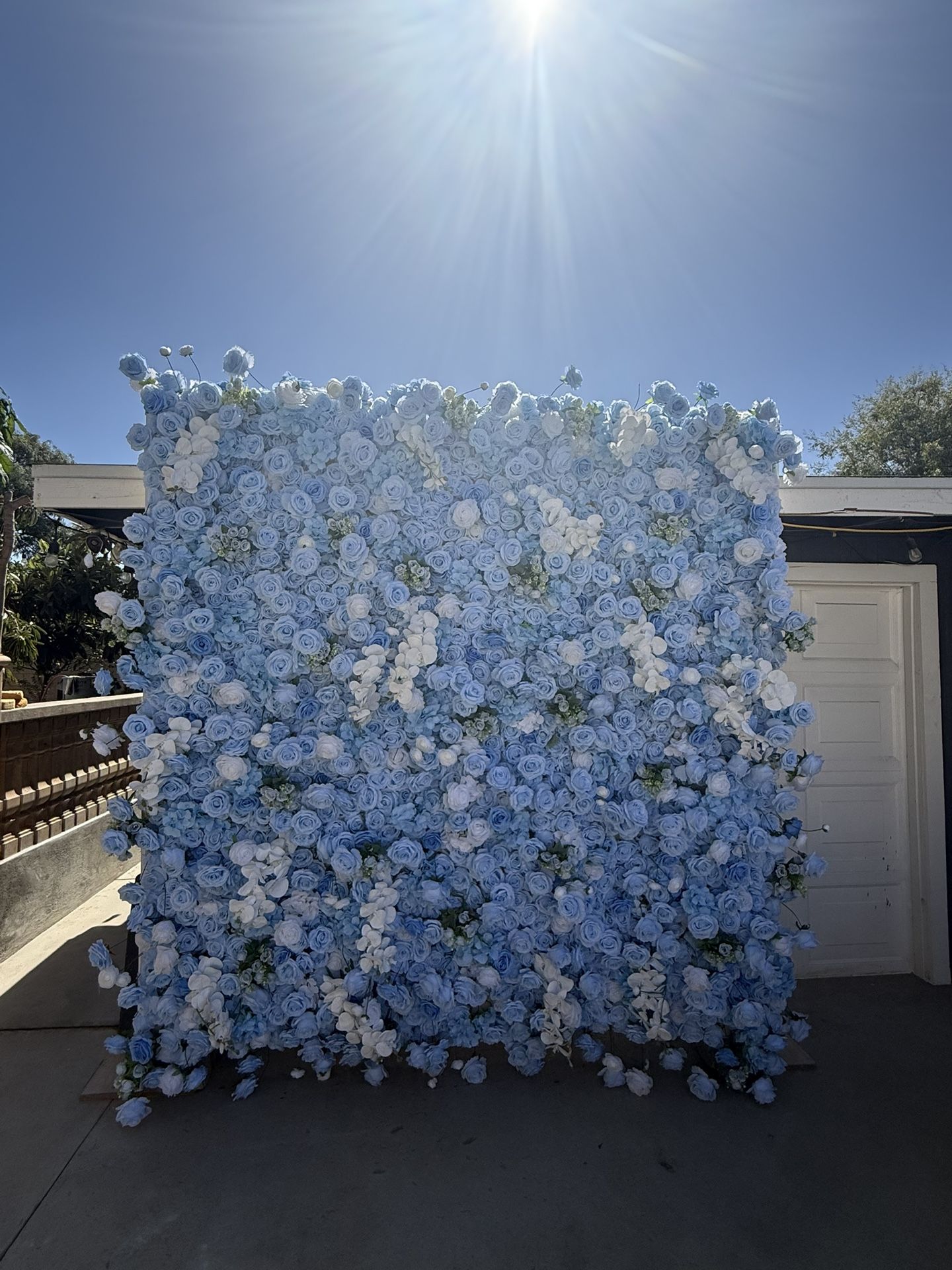 Flower Wall Backdrop Blue And White