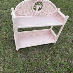 Pink Whicker Two-Tier Shelf
