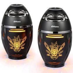 2 pack Gifts for Men Women, Bluetooth Speakers Outdoor with Flame Lights, Birthday Gifts for Him/Dad/Husband, Bluetooth 5.3 Wireless Speakers Base, Gi