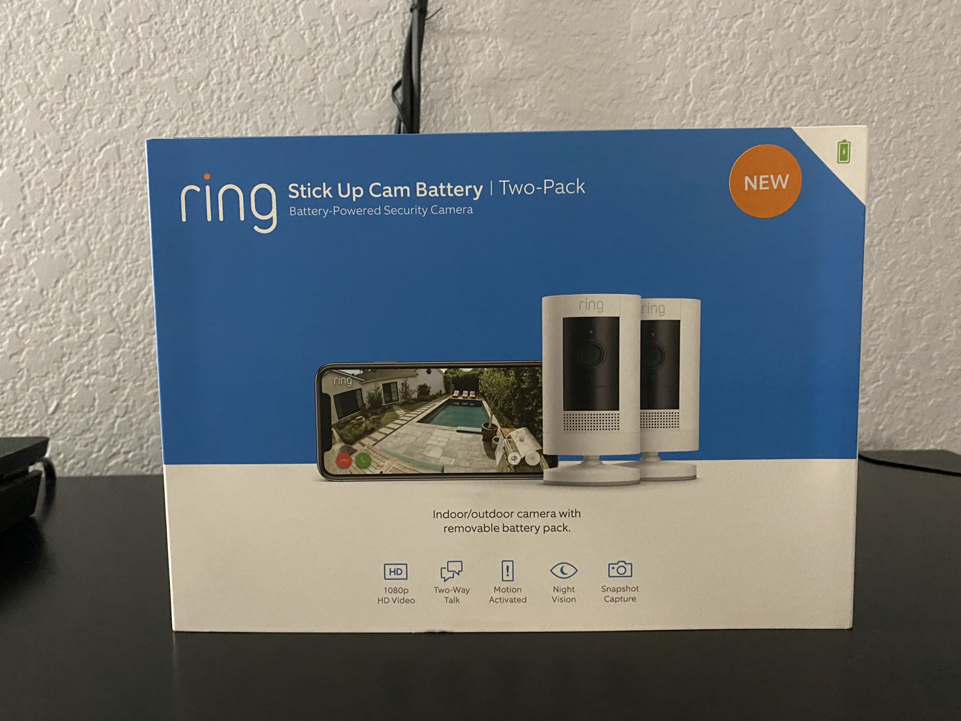 Ring Stick Up Cam Battery HD security camera with two-way talk!!! BRAND NEW!!