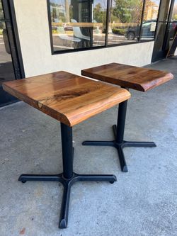 Live Edge Wood Top Cafe Tables – Set of 2