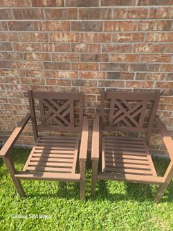 Qty 2 patio chairs with cushions $40 Obo