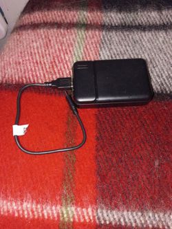 Black Portable Power Bank with Cable