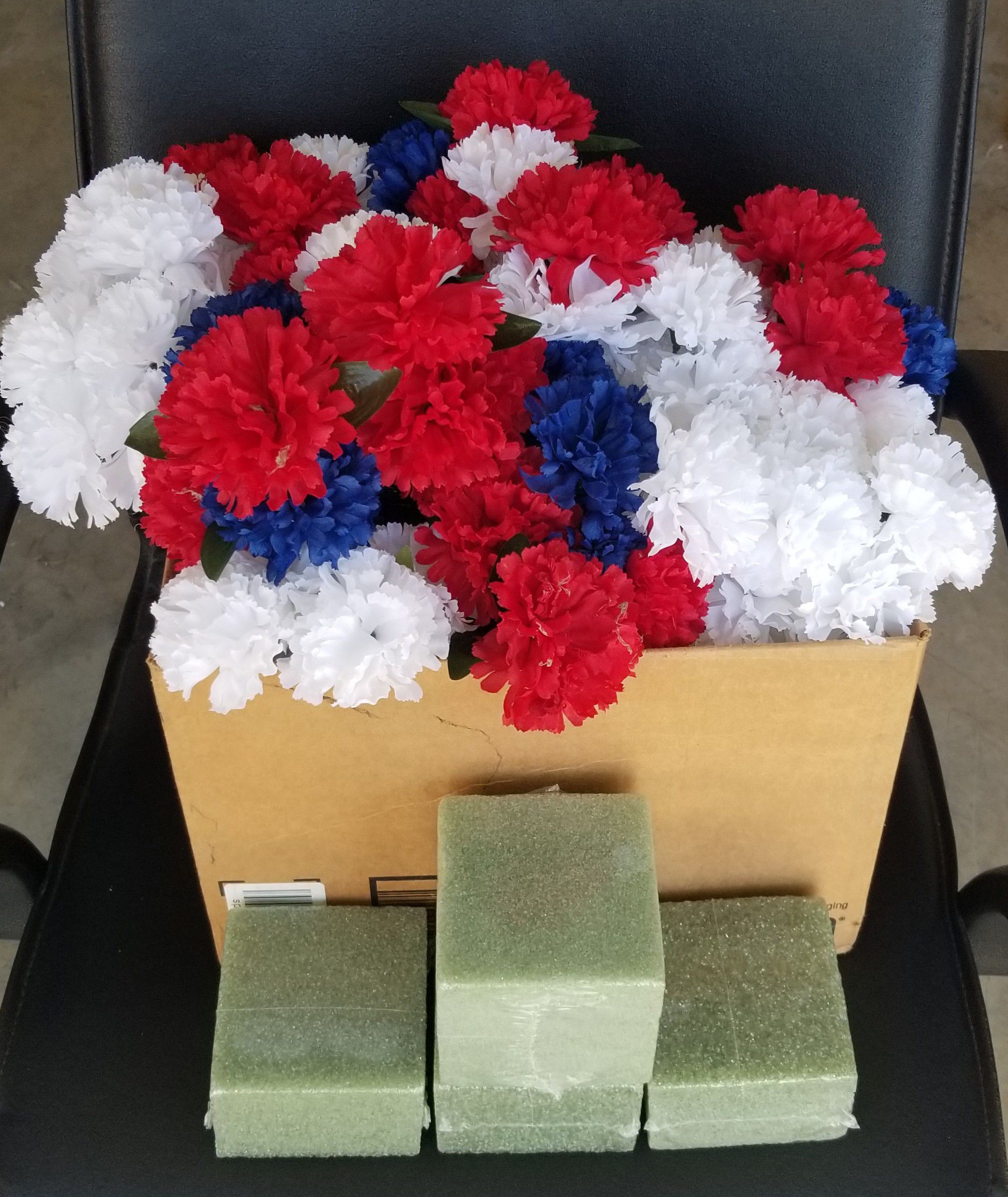 FREE Lot of Red, White & Blue Silk Flowers