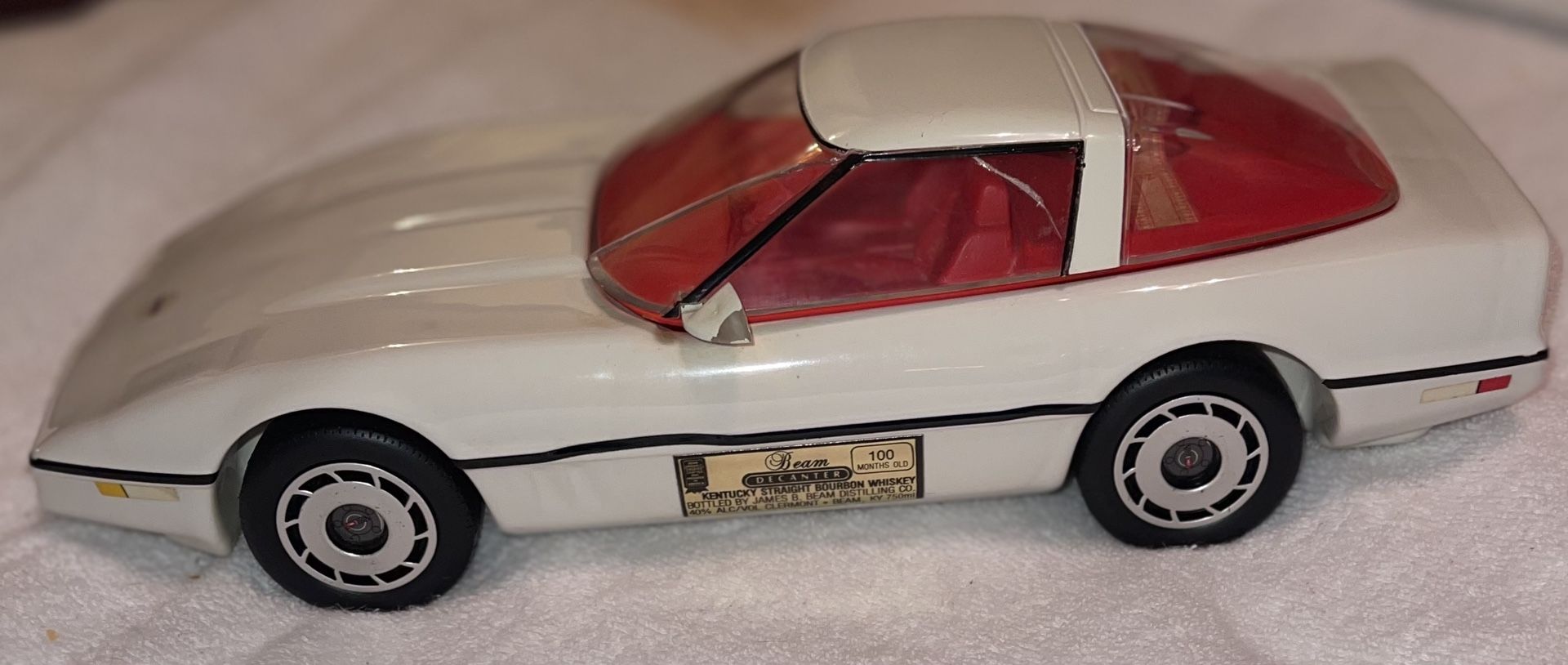 White Corvette Whiskey Decanter - Vintage - Antique