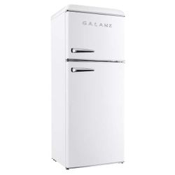 White Retro Small Fridge With Freezer - Galanz