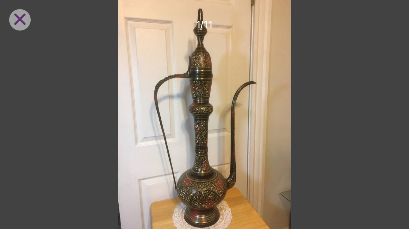 Boho Chic 32” tall brass Aftaba- decorative Teapot / Coffee Pot (a)