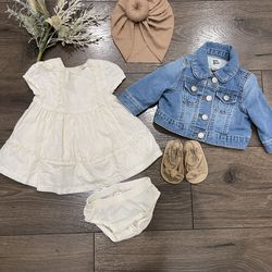 Baby White Dress With Jean Jacket 