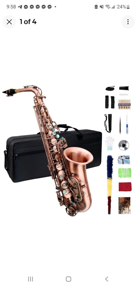 BRAND NEW..Saxophone Eb Alto Antique Red Sax Full Kit With Mouthpiece,Straps, Reeds