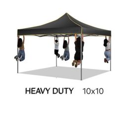 10x10 Canopy Tent Ez Up Canopy, Pop Up Canopy, Heavy Duty Outdoor Tent for Backyard Party Event, Vendor Gazebo  UPF 50+, Black(Waterproof & Frame Thic