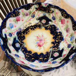 Vintage Nippon Hand Painted Large Bowl