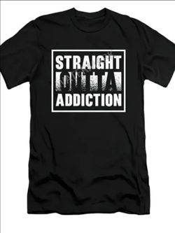 Straight Outta Addiction Black Graphic T-Shirt
