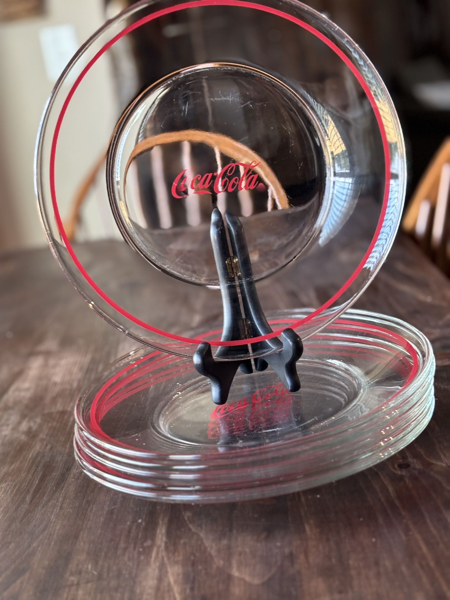 6 Vtg Coca-Cola Plates With Red Stripe