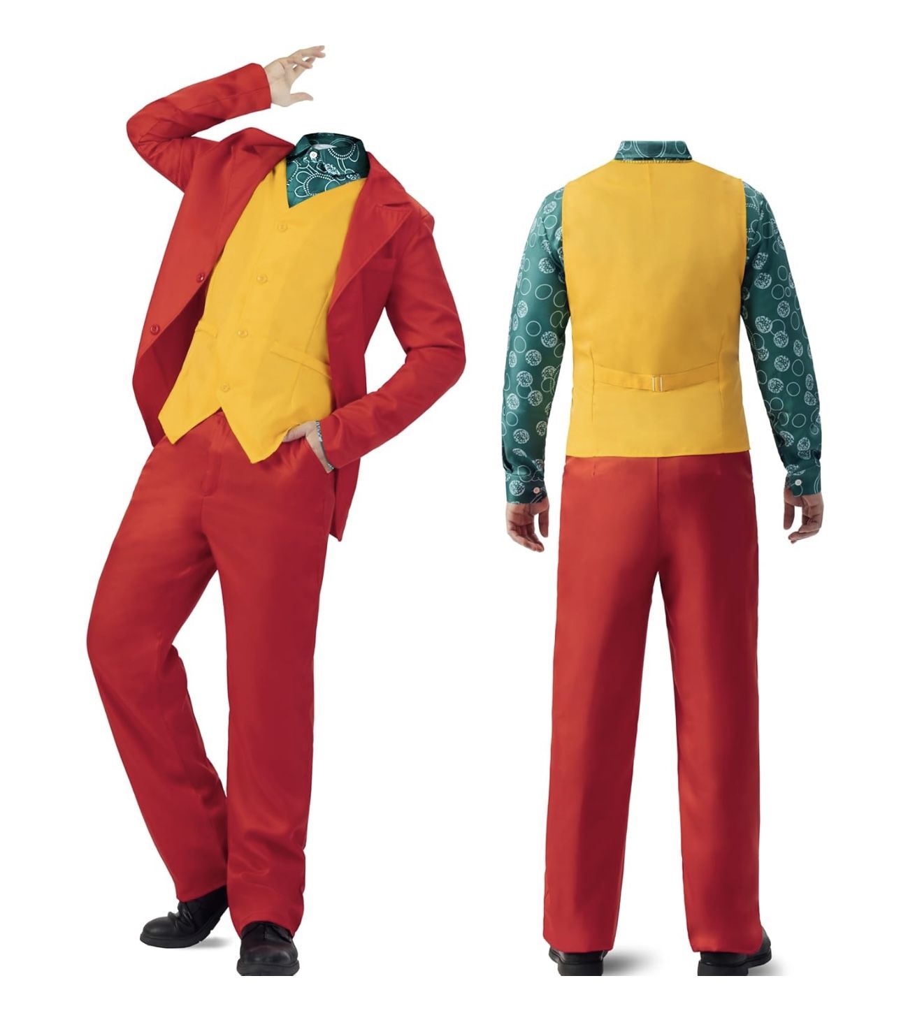 Men’s 3XL The Joker Men's Cosplay Costume Clown Clothes Red Suit Jacket