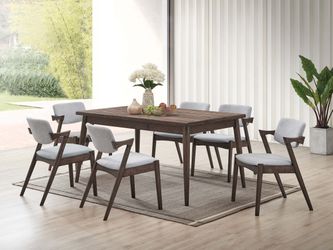 Solid Wood 7-Piece Dining Set, Dinette Set, Kitchen Table And Chairs, Table, Chairs, Bench, Casual Dining Set, Rectangular Dining Table, Dining Room S