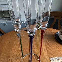 Champagne, glasses, rainbow color