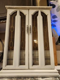 Vintage White Wood Display Cabinet