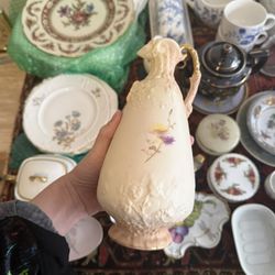 🌿 Antique Bavarian Porcelain Pitcher – Hand-Painted Floral, Germany 🌿