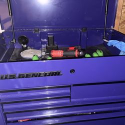 Us general box with assortment of tools