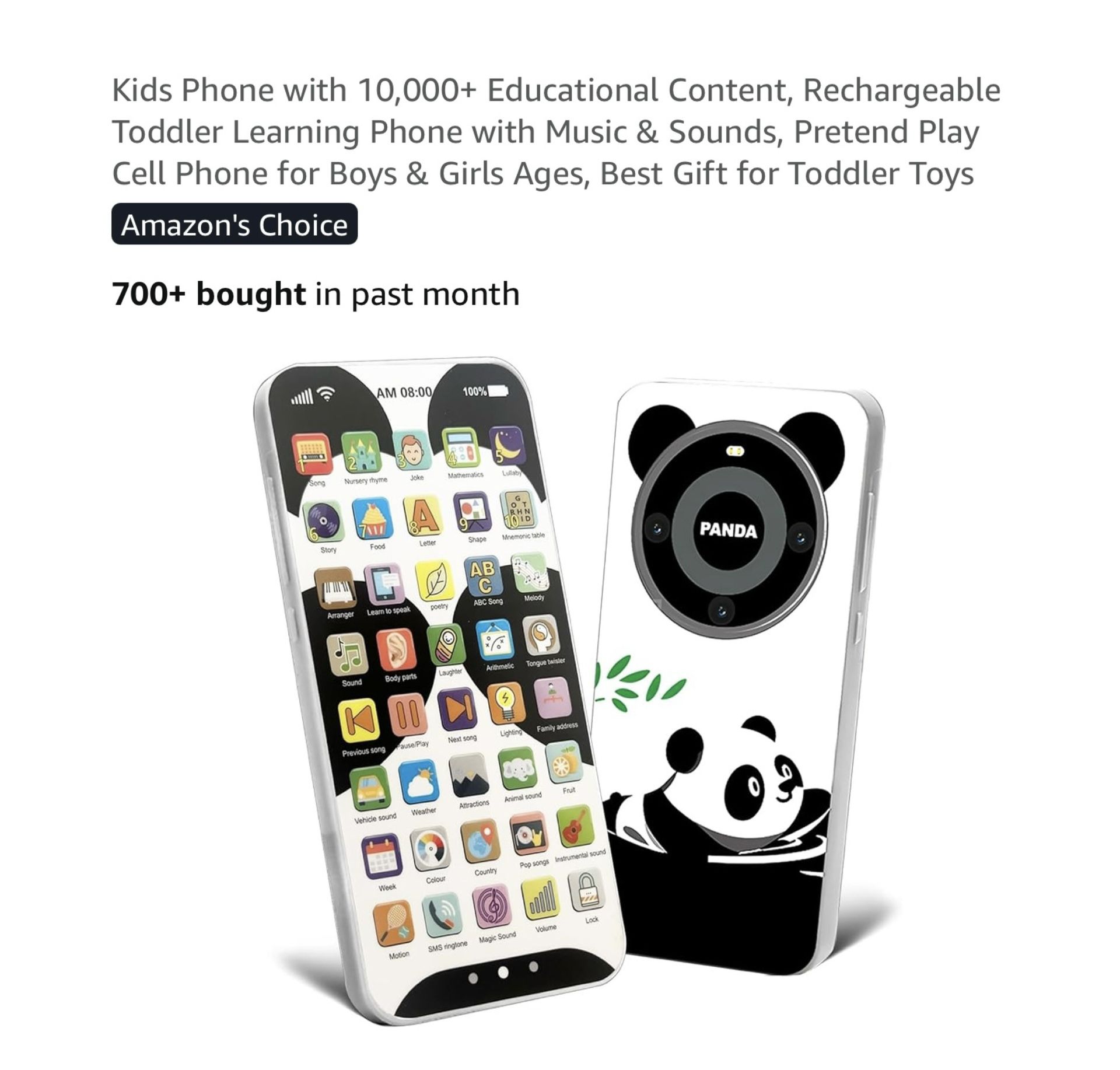Brand new Kids Phone with 10,000+ Educational Content, Rechargeable Toddler Learning Phone with Music & Sounds, Pretend Play Cell Phone for Boys & Gir