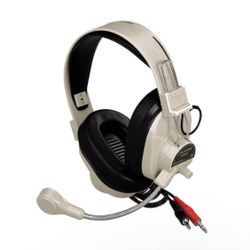 new Califone 3066AV 3.5mm Wired Over-The-Head Multimedia Stereo Headset With Boom Microphone, Beige