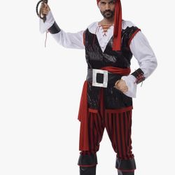 Pirate Costume Men’s Plundering Sea Captain Adult Small Kids XXL