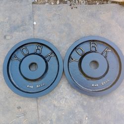 Vintage 1930's York Barbell Olympic Unmarked 35lb pair