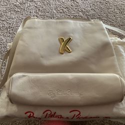 Vintage Paloma Picasso White Italian Leather Shoulder Bag