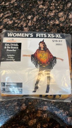 Women's Halloween Poncho Costume XS-XL