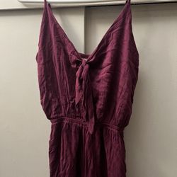 Front Tie Romper Red