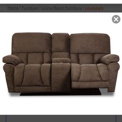 New Loveseat Recliner Chocolate Fabric 