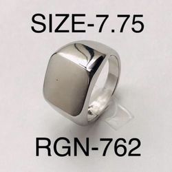 Signet Square Silver Tone Ring for Men & Women: Size-7.75/RGN-762