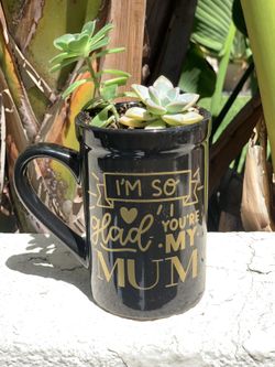 Custom Mother’s Day coffee mug with succulent