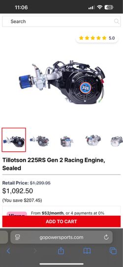 Tillotson 225rs racing engine