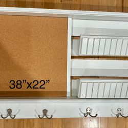 Wooden Cork Board Mail Organizer 