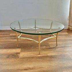 Vintage Coffee Table Brass Hollywood Regency 
