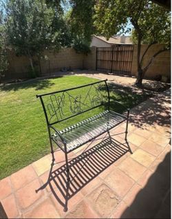 Patio bench. Outdoor love seat. All metal. Iron. Nice condition.