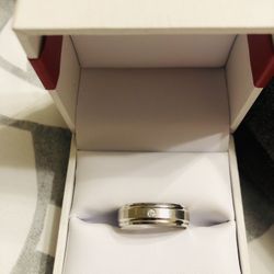 Mens Engagement Wedding Band 14k White Gold MALO