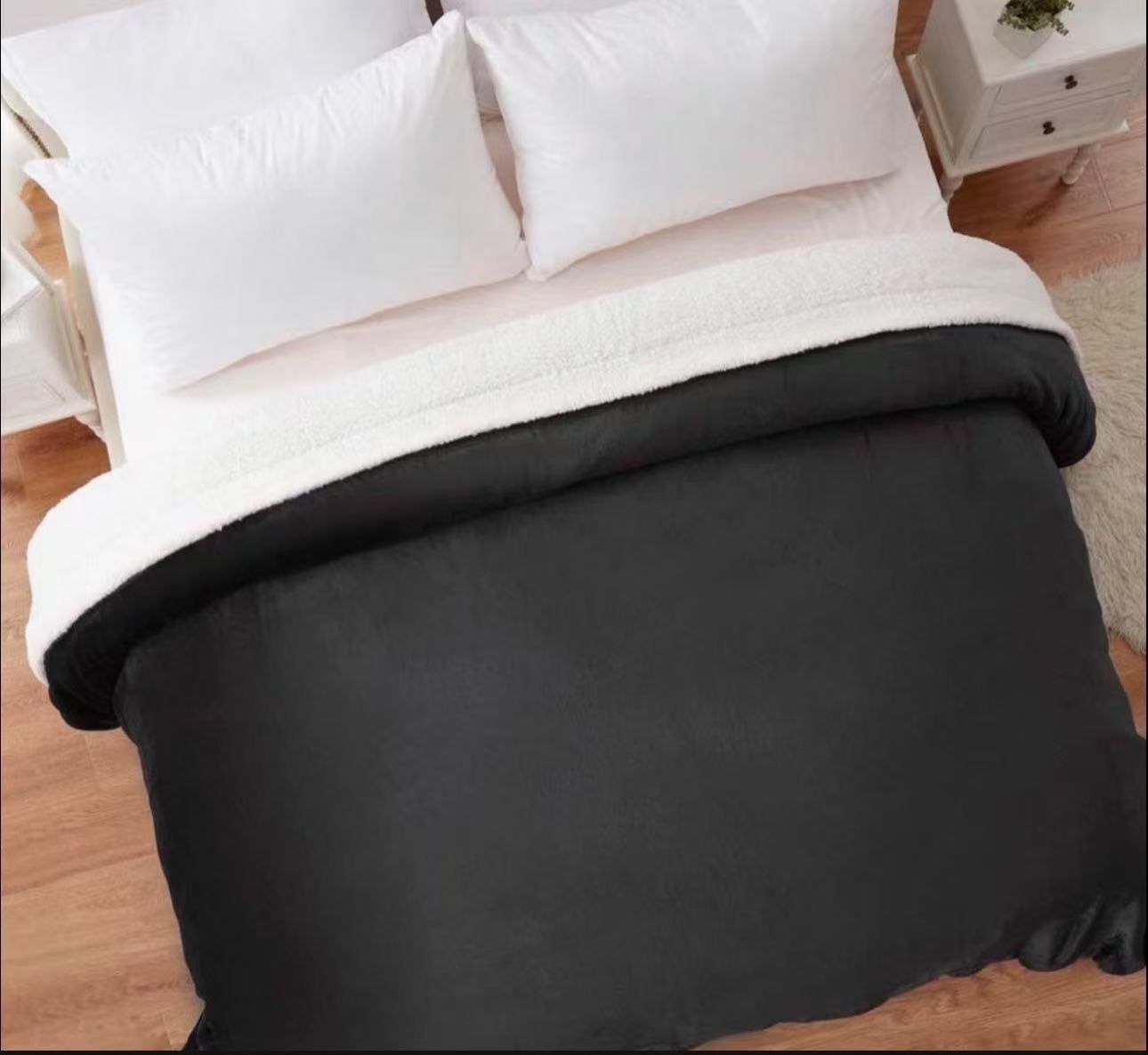 Sherpa Fleece Blanket Queen Size Super Soft Extra Warmest and Heavy Thick Winter 500GSM Bed Blankets for Couch Sofa Bed, 90" X 90" (Dark Grey)