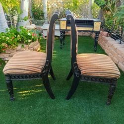 Pair of Victorian Carved Wood Side Chairs