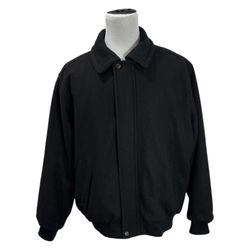 Aberdeen Collection Men's Black Full Zip Wool Blend Bomber Jacket Size XL