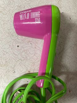 Vintage 90’s conair wild thing neon pink & green travel hairdryer dual voltage