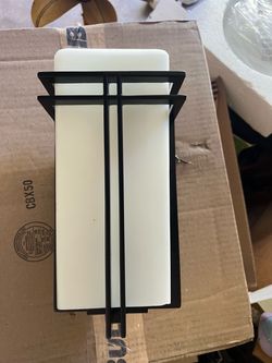Black Metal Wall Sconce with White Glass